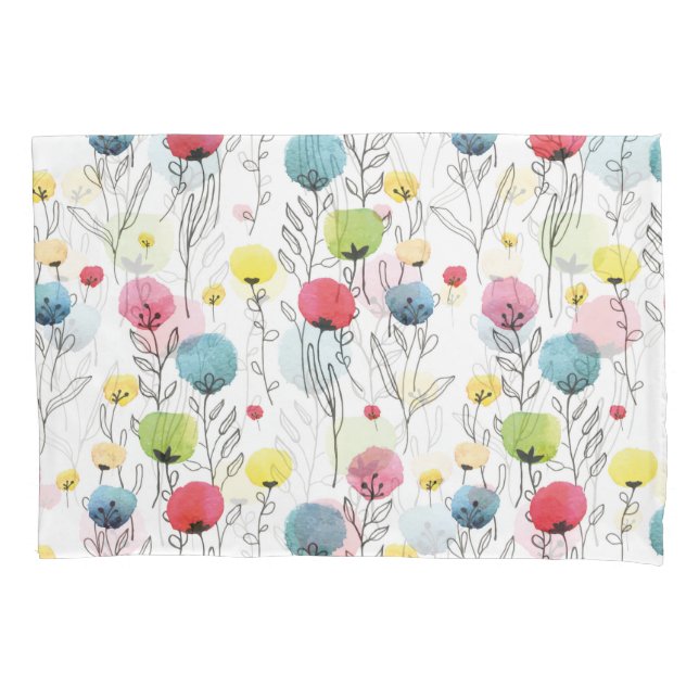 Colorful, fun, circular design elements pillow case (Front)