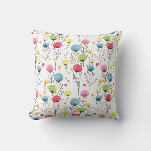 Colorful, fun, circular design elements throw pillow (Front)
