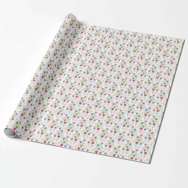 Colorful, fun, circular design elements wrapping paper (Unrolled)