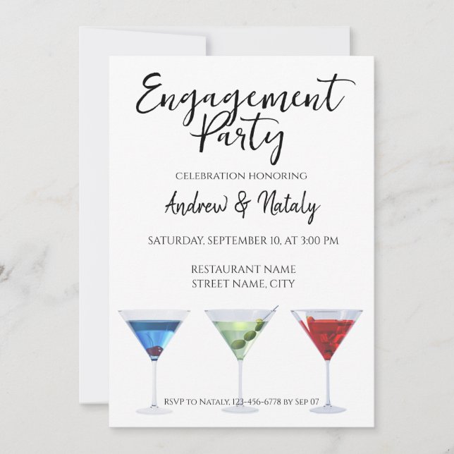 Colorful fun cocktails invitation (Front)