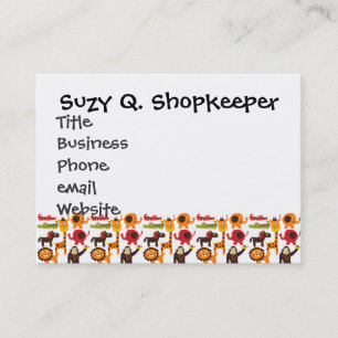 Colorful Fun Cute Jungle Village Safari Zoo Animal Business Card