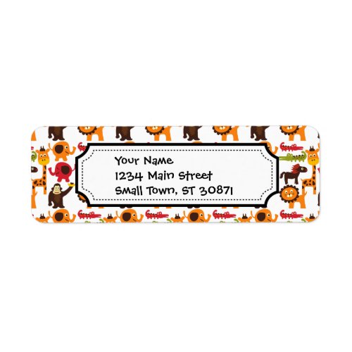 Colorful Fun Cute Jungle Village Safari Zoo Animal Label