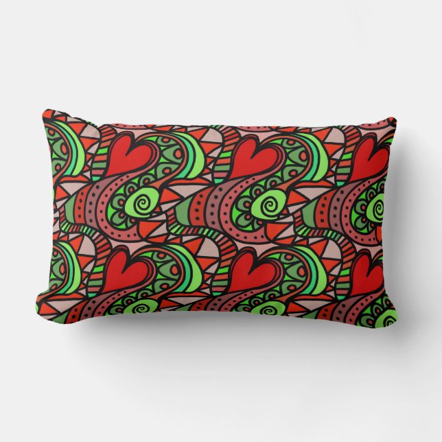 Colorful Fun Doodle Art Lumbar Pillow (Front)