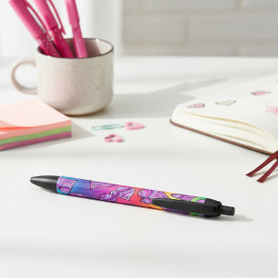 Colorful Fun Doodle Rainbow Hearts Pattern Pen