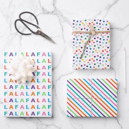 Colorful Fun FA LA LA Holiday Season Text Wrapping Paper Sheets
