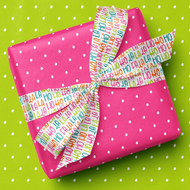 Colorful fun falala hohoho Christmas holiday Satin Ribbon (Creator Uploaded)