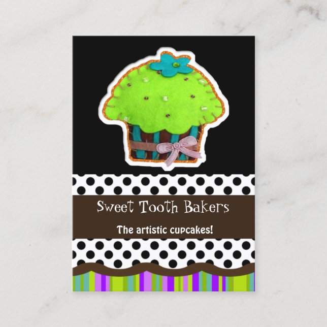 colorful fun felt cupcake business Cards (Front)
