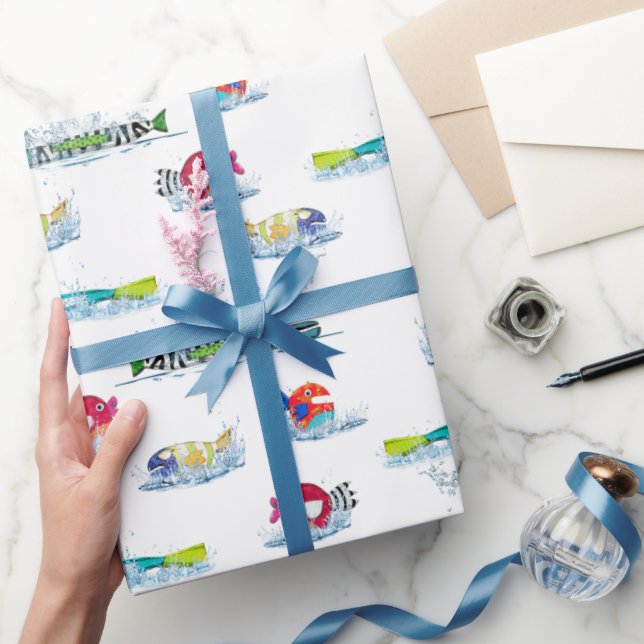 Colorful Fun Fish In Water Wrapping Paper (Gifting)