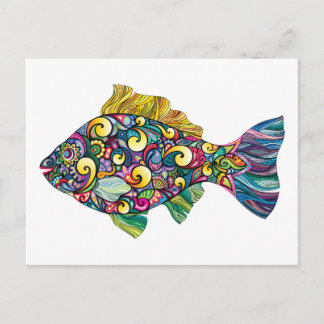 Colorful fun fish postcard
