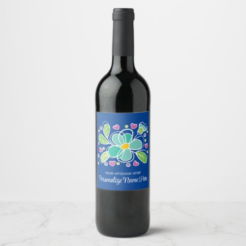 Colorful Fun Floral Wine Label