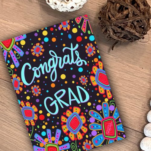 Colorful Fun Flowers Congrats Grad Inspirivity  Card