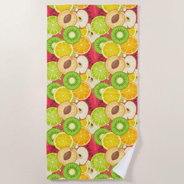 Colorful Fun Fruit Pattern Beach Towel (Front)