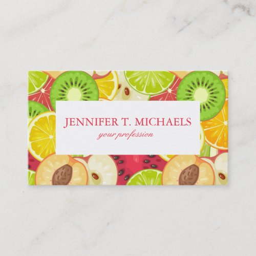 Colorful Fun Fruit Pattern Business Card