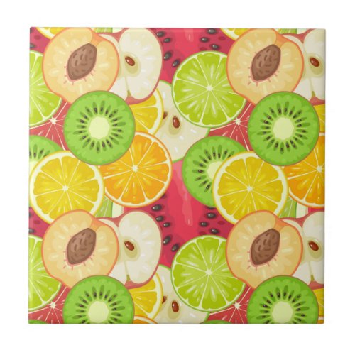 Colorful Fun Fruit Pattern Ceramic Tile