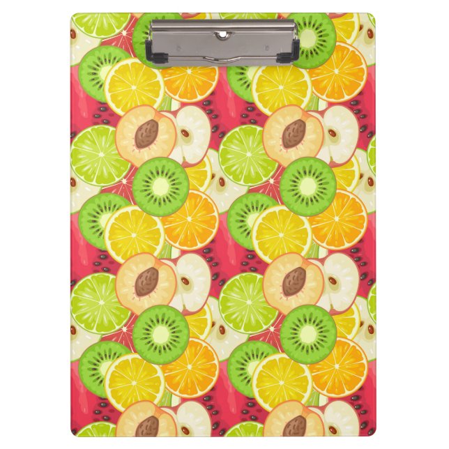 Colorful Fun Fruit Pattern Clipboard (Front)