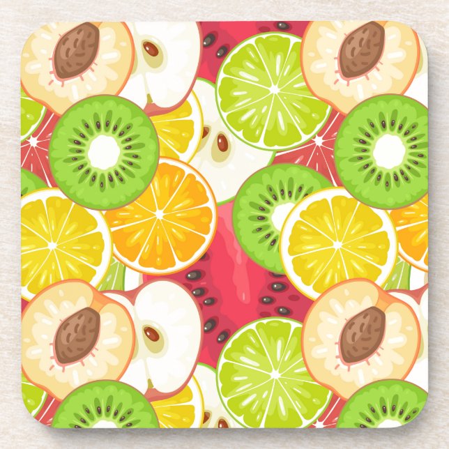 Colorful Fun Fruit Pattern Coaster (Front)