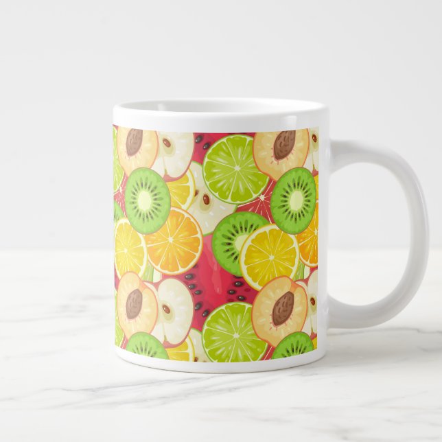 Colorful Fun Fruit Pattern Giant Coffee Mug (Right)