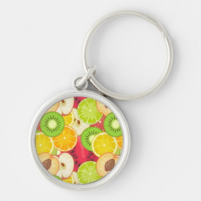 Colorful Fun Fruit Pattern Keychain (Front)