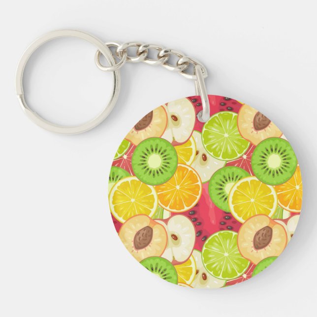 Colorful Fun Fruit Pattern Keychain (Front)
