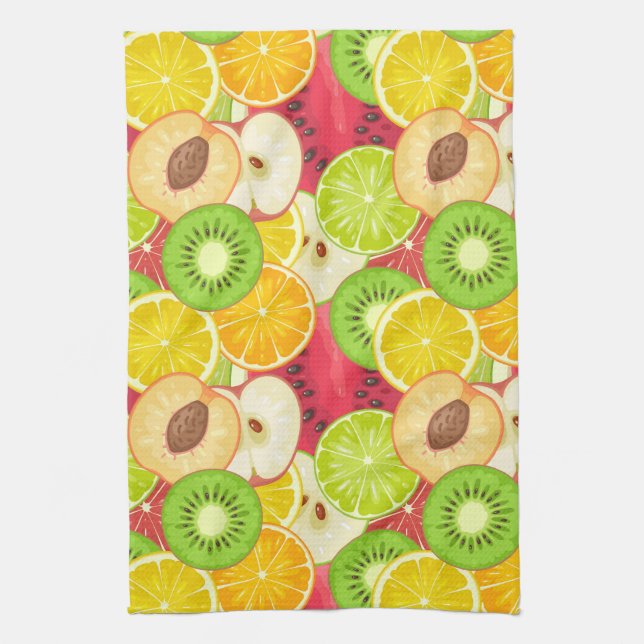 Colorful Fun Fruit Pattern Kitchen Towel (Vertical)