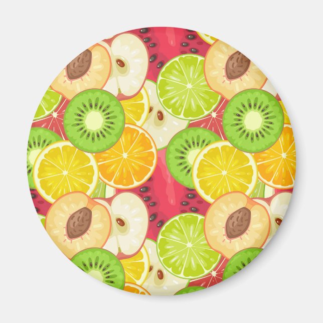 Colorful Fun Fruit Pattern Magnet (Front)