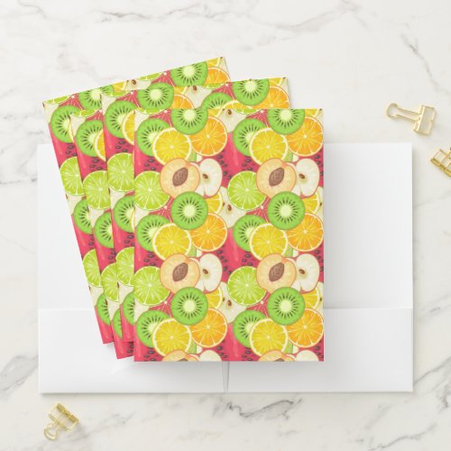 Colorful Fun Fruit Pattern Pocket Folder