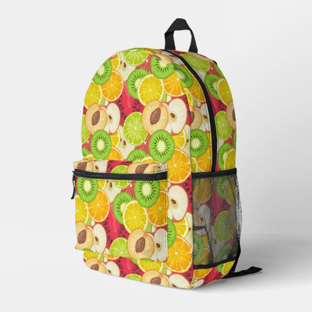 Colorful Fun Fruit Pattern Printed Backpack (Back Corner Right)
