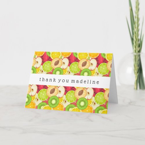 Colorful Fun Fruit Pattern Thank You Card