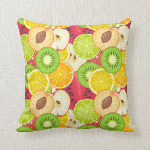 Colorful Fun Fruit Pattern Throw Pillow