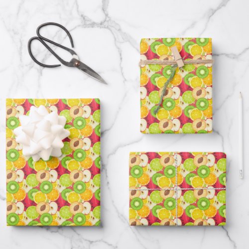 Colorful Fun Fruit Pattern Wrapping Paper Sheets