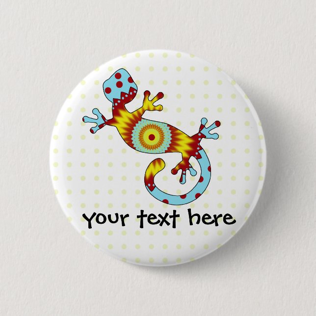 Colorful Fun Gecko Lizard Button (Front)