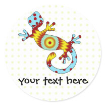 Colorful Fun Gecko Lizard Classic Round Sticker
