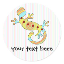 Colorful Fun Gecko Lizard Classic Round Sticker