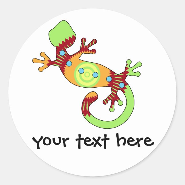 Colorful Fun Gecko Lizard Classic Round Sticker (Front)