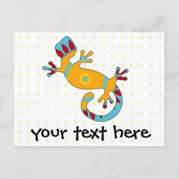 Colorful Fun Gecko Lizard Invitation Postcard