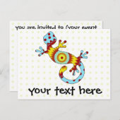 Colorful Fun Gecko Lizard Invitation Postcard (Front/Back)
