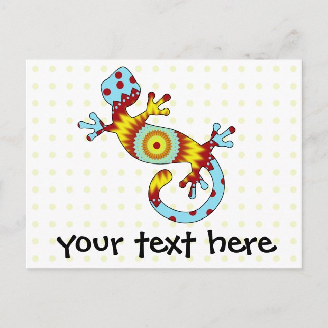 Colorful Fun Gecko Lizard Invitation Postcard (Front)