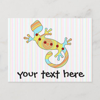 Colorful Fun Gecko Lizard Invitation Postcard