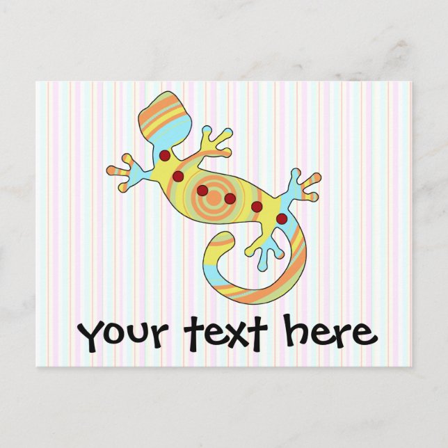 Colorful Fun Gecko Lizard Invitation Postcard (Front)