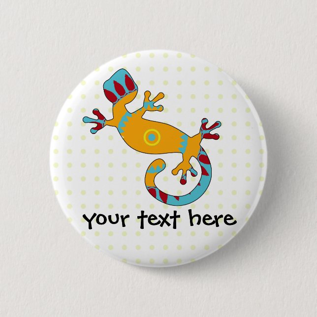 Colorful Fun Gecko Lizard Pinback Button (Front)