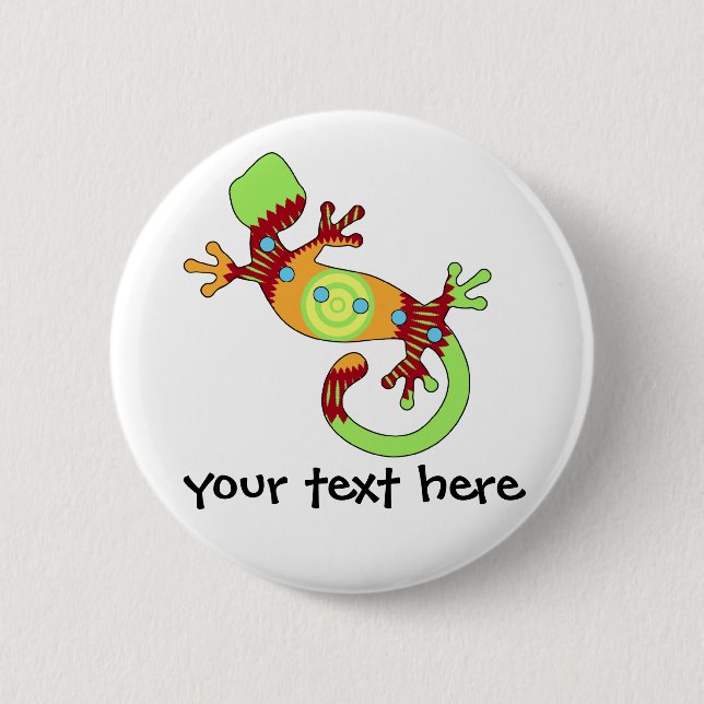 Colorful Fun Gecko Lizard Pinback Button (Front)