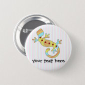 Colorful Fun Gecko Lizard Pinback Button (Front & Back)