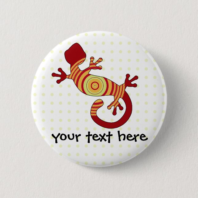 Colorful Fun Gecko Lizard Pinback Button (Front)