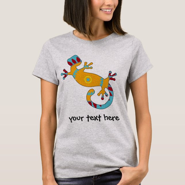 Colorful Fun Gecko Lizard T-Shirt (Front)