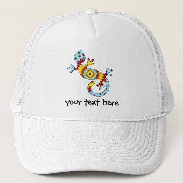 Colorful Fun Gecko Lizard Trucker Hat (Front)
