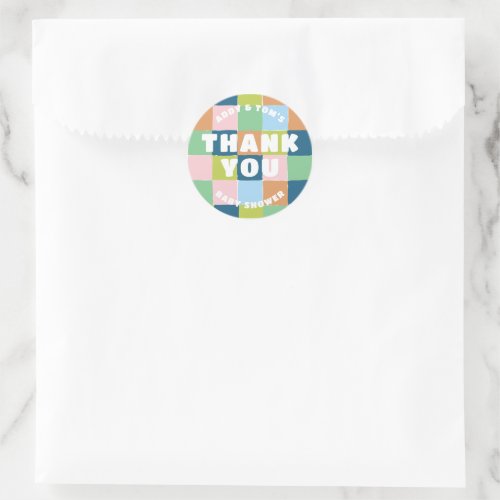 Colorful Fun Gender Neutral Blocks Thank You Favor Classic Round Sticker