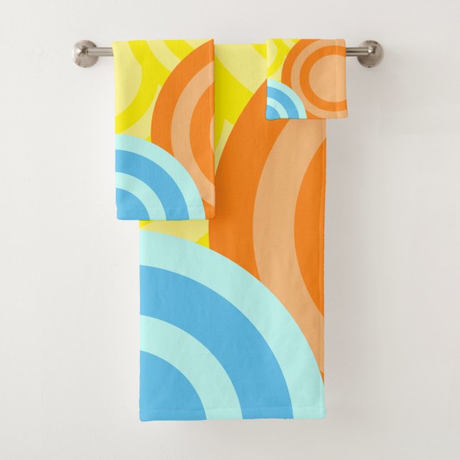 Colorful Fun Girly Retro  Bath Towel Set (Insitu)