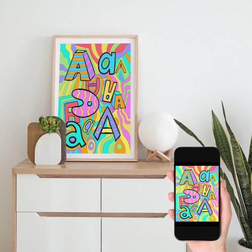 Colorful Fun Hand Drawn Letters A Poster