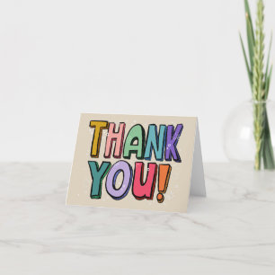 Colorful Fun Hand Lettered Letterpress Thank You Card
