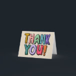 Colorful Fun Hand Lettered Thank You Card<br><div class="desc">Rainbow bright colors fill this illustrated hand drawn block lettering to give this thank you note card a pop of fun for sending your thankful sentiments. Inside customizable text allows you to create multiple batches or one pre-printed card to make it totally personal.</div>